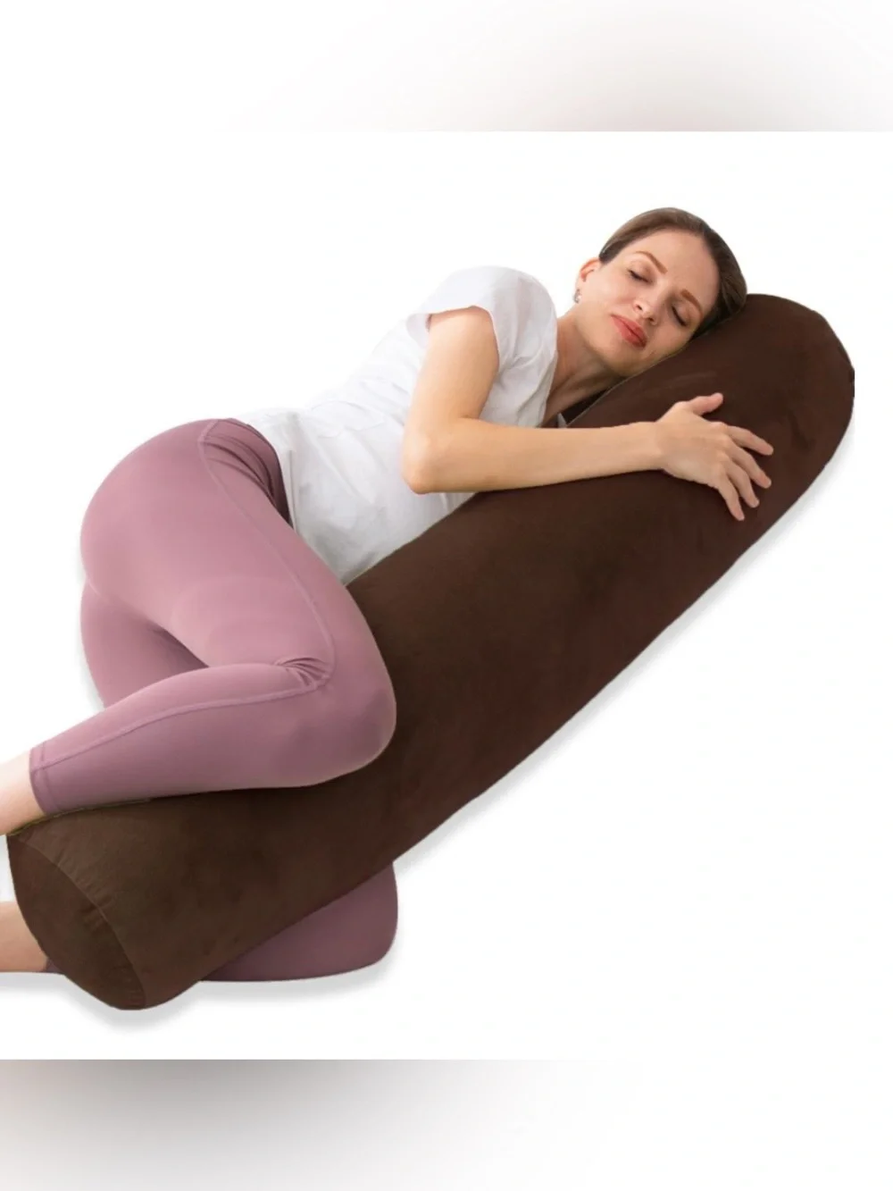 Body Pillow with Pillow Cover - Brown Velour